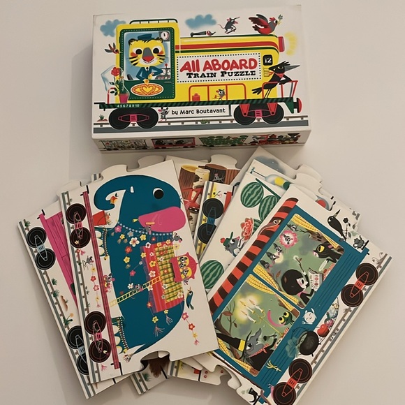 All Aboard 12 Piece Train Puzzle—Cute Animals Double-sided - Picture 1 of 5
